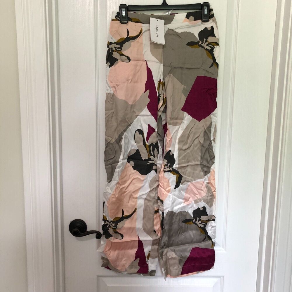 Hanro Phila NW‎ Graphic Aquarelle Abstract Floral Wide Leg Pajama Pants XS NEW